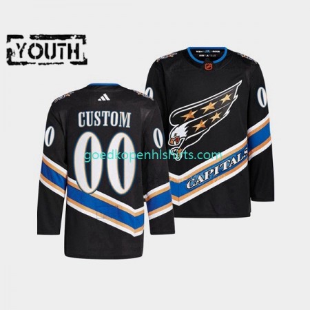 Washington Capitals Custom Adidas 2022-2023 Reverse Retro Zwart Authentic Shirt - Kinderen